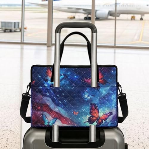 Laptop Sleeve, Laptop Cover with Adjustable Strap Computer Bag Tablet Notebook Sleeves Handbag Messenger Briefcase - color: Butterfly American Flag Print