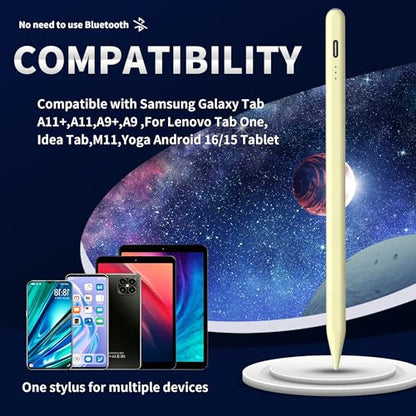 Stylus Pen Android for Samsung Galaxy Tab A11+/A11/A9/A9Plus/A8/A8plus/A7/A7lite Push-Button Switch, Accurate Writing, +2Nibs&Long Battery Life(NW Yellow) - color: NW Yellow