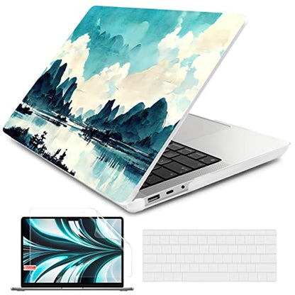 Batianda Case for 12.4" Microsoft Surface Laptop Go 3 2023 Release/Surface Laptop Go 2 (2022), Designed Clear Protective Plastic Hardshell & Keyboard Cover & Screen Protector, Landscape Painting - color: Landscape painting