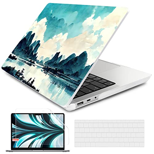 Batianda Case for 13.5" Microsoft Surface Laptop 5 4/3 with Metal Palm Rest Model 1951, Designed Protective Plastic Hardshell & Keyboard Cover & Screen Protector, Landscape Painting - color: Landscape painting, size: with Metal Palm Rest