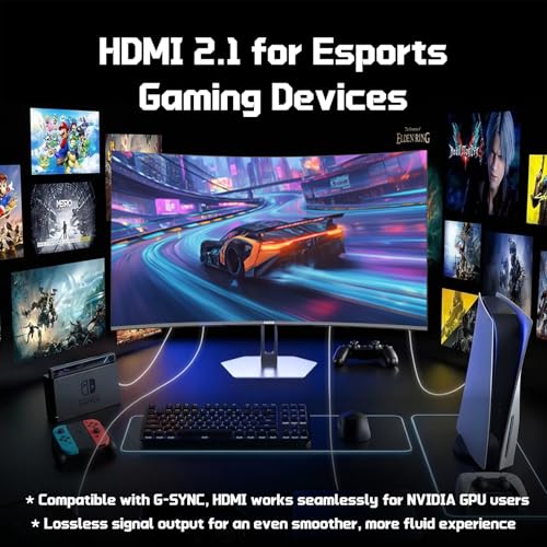 Hikers 27 Inch Curved Gaming Monitor 280Hz 240Hz 1ms 2K WQHD 1440P Computer Gaming Monitor, HDMI 2.1×2 & DP 1.4×1 Fast VA 5000:1 Contrast, 134% sRGB 1500R VESA (G27H1Q Pro Includes One HDMI 2.1 Cable) - size: 27