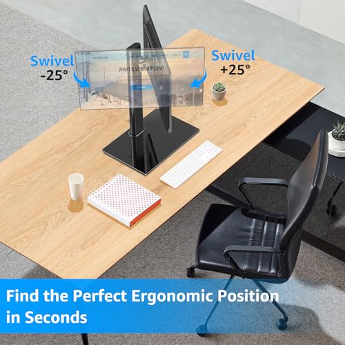 MOUNTUP Monitor Stand for Desk, Freestanding Monitor Mount Fits 13-32 inch Screen up to 17.6 lbs, Screen Stand with Swivel, Height, Rotation Adjustment, VESA Mount 100 x 100mm, 75 x 75mm - size: Single