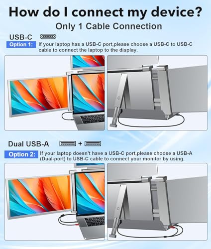 YUTOO 4 Screen Laptop Monitor Extender | One USB-C Cable for M1 M2 M3 | 14" 1080P FHD IPS 4 Screen Monitor for Laptops 13.6~17.3 inch | Quad Screen Extender Display for MacBook/Windows/Switch/PS5