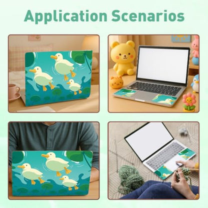 PLIGREAT Cartoon Ducks Laptop Decal Sticker Skin Cover, Cute Ducks on Pond Laptop Stickers Skins Decal Fits 12" 13" 13.3" 14" 15" Laptops Universal Waterproof Removable Notebook Art Protector