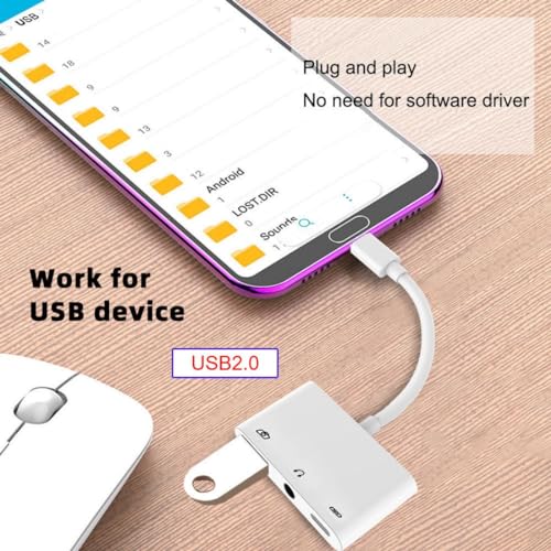 chenyang 3 in 1 USB C to 3.5mm Audio AUX & USB 2.0 Socket OTG Adapter with PD 15W Charge for Laptop Tablet Phone - style: 3.5mm/USB3.0 3-in-1