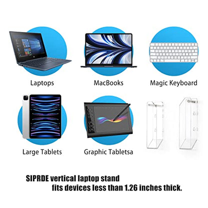 SIPRDE Wall Mount Laptop Holder - Also Available as an Under Desk Laptop Mount, Clear Acrylic, with Adhesive & Screw, for Macbooks, Surface, Keyboards, Switch, Tablets & More