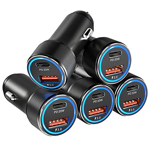 USB C Car Charger 5 Pack, Bangfun 36W Dual Port PD&QC 3.0 Fast Charging 12V USB Car Charger Cigarette Lighter Adapter Plug for iPhone 15 14 13 12 11 Pro Max SE,iPad,Samsung,Pixel(Black) - color: Black