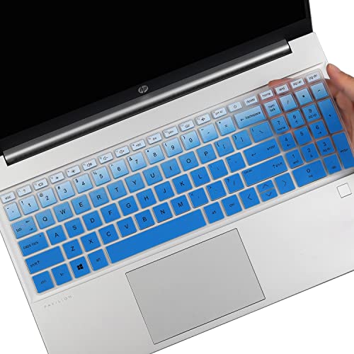 Keyboard Cover for HP 17.3" Laptop 17-cn/cp 17t-cn 17t-cn400 17z-cp000 17-cn4153cl 17-cn3327dx 17-cn2077nr 17-cn3399nr 17-cn4153cl 17-cn4065cl 17-cn3103nr 17-cn0003dx 17-cn3097nr 17-cn3053cl 17t-cn200 - color: GradualBlue(Regular Letters)