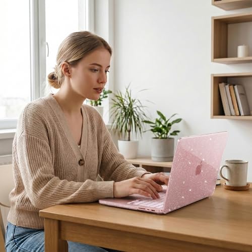 Case Compatible with MacBook Neo 13 inch Laptop 2026 (Model A3404), Scratch Resistant Protective Hard Shell Cover, Glitter Blush - color: Glitter Blush