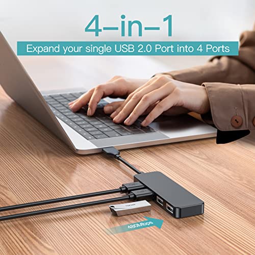 USB Hub, USB Splitter,USB 4-Port Adapter,Extender for Laptop, PC, MacBook, Mac Pro, Mac mini, iMac, Surface Pro and More (Black-USB 2.0/0.3m) - color: Black-usb 2.0/0.3m