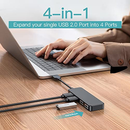USB Hub, USB Splitter,USB 4-Port Adapter,Extender for Laptop, PC, MacBook, Mac Pro, Mac mini, iMac, Surface Pro and More (Black-USB 2.0/0.3m) - color: Black-usb 2.0/0.3m