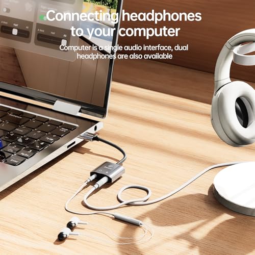 USB to 3.5mm Jack Audio Adapter External Sound Card with 3.5mm Headphone and Microphone TRS Jack to USB Compatible with Windows, Laptops, Desktops Windows, MAC, Linux, PC, PS5, PS4(Grey) - color: A-Blue