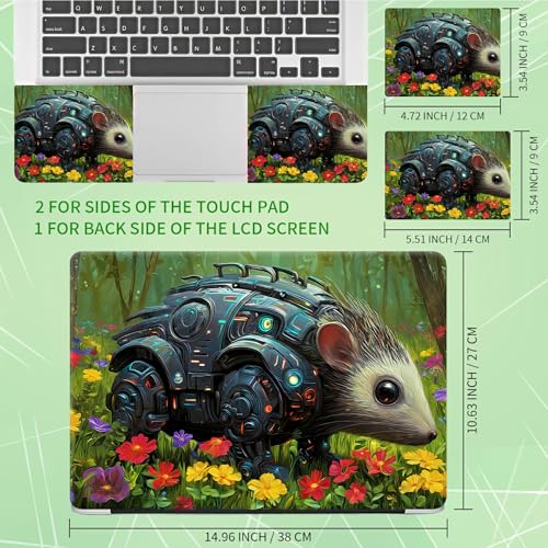 Laptop Skin Sticker Decal, Universal Protective Cover Fit 12 13 14 15.6 Inch Notebook, Reusable Water-Resistant Vinyl Decal w/ 2 Wrist Pads for Business Travel Office, Mouse Flower Forest - color: Mouse Flower Forest