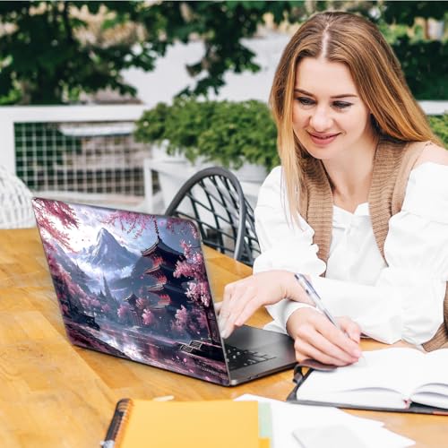 Laptop Skin Sticker Decal, Universal Reusable Vinyl Laptop Cover for 12" 13" 13.3" 14" 15" 15.4" 15.6" Notebook PC, Reusable Waterproof Scratch-Resistant with 2 Wrist Pads,Cherry Blossoms - color: Cherry Blossoms