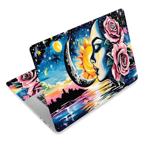 Laptop Skin Sticker Decal for 12 13 13.3 14 15 15.6 in, Universal Vinyl Waterresistant Protector Cover for Notebook PC Netbook, Computer Decor for Women Girls Celestial Woman & Rose - color: Celestial Woman & Rose