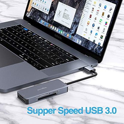 CF Card Reader,USB 3.0 to Compact Flash Memory Card Reader Adapter 5Gbps Read 5 Cards Simultaneously for SDXC, SDHC, SD, Micro SDXC, Micro SD, Micro SDHC, M2, MS, CF and UHS-I Card (Grey) - size: USB-3.0