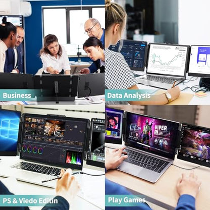 ROYY Laptop Screen Extender Double Monitor - 14" 1080P Portable Monitor FHD Attachment Extra Screen Compatible with Windows Mac Dex Chrome Travel Work Fits 13-17" Laptops - size: 14.1" Screen Extenders