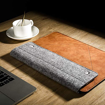MoKo 13-13.3 Inch Laptop Sleeve Bag with Accessory Pocket | Fits Mac Neo/Pro 13-inch M2/M1, MacPro 14-inch, Mac Air 13.3-inch, iPad Pro 13 and Surface Pro 9/8 13-inch, Gray&Brown - size: 13-13.3 Inch