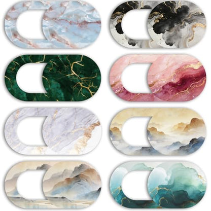 8Pcs 8 Styles Laptop Camera Cover Slide Marble Privacy Guard Accessories, 0.04 Inch Ultra Thin Webcam Cover Protector Blocker for Desktop Computer Tablet Notebook Mini PC Home Office Use - color: Marble