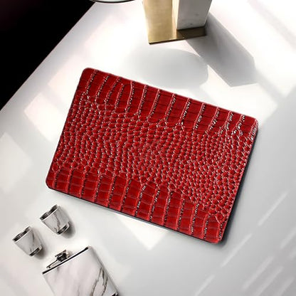 Crocodile Case for MacBook Air 13 inch 2026 M5, 2022-2025 M4/M3/M2 | Model A3449 A3240 A3113 A2681, Texture Crocodile Aligator Skin Snakeskin PU Leather Hardshell & Keyboard Cover, Burgundy - color: # Shiny Burgundy Crocodile