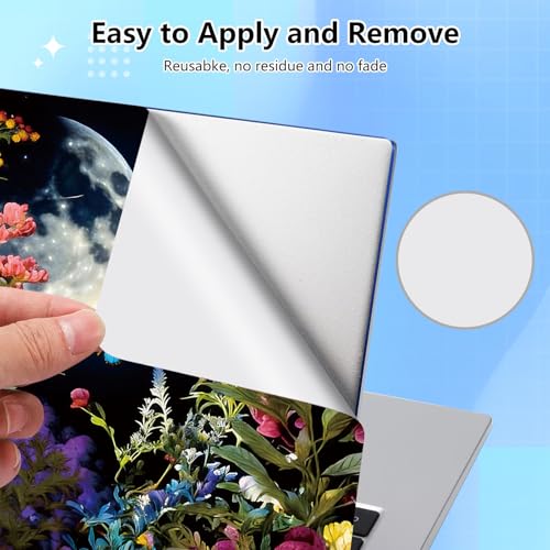 Universal Laptop Skin Sticker Decal for 11.6”12" 13" 13.3" 14" 15" 15.4" 15.6" Reusable Waterproof Scratch-Scratch Resistant Protective Vinyl Laptop Notebook Skin Stickers - Moon Flower Floral - color: Moon Flower Floral