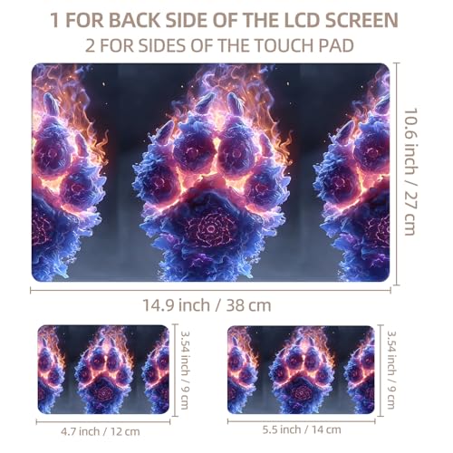Universal Laptop Skin Sticker for 12/13/14/15.6 Inch Laptops, Reusable Vinyl Laptop Decal Cover, Waterproof Scratch Resistant Notebook Skin with 2 Wrist Pads,Fire Paw Rune Symbol - color: Fire Paw Rune Symbol