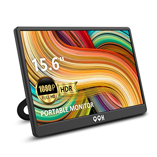QQH Portable Monitor, 15.6" Portable Travel Monitor for Laptop 1080P FHD IPS Second Screen, USB C HDMI External Gaming Monitor Display for Computer Phone PC PS4 PS5 Xbox Switch (Z1-9) - color: Matte Black