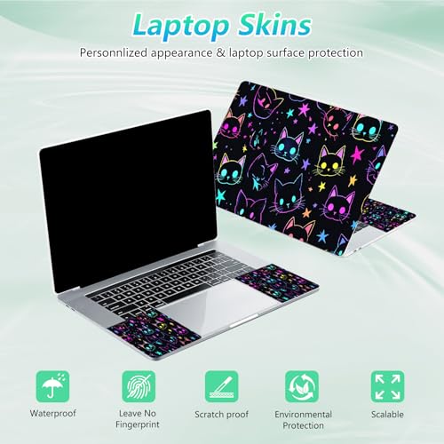 Laptop Skin Sticker Decal 12"-15.6" Universal Laptop/Notebook/Netbook Vinyl - Waterproof Scratch Resistant,Fits HP Dell Lenovo MacBook,2 Free Wrist Pads,Easy Apply & Remove,Glitter Cute Cat - color: Glitter Cute Cat