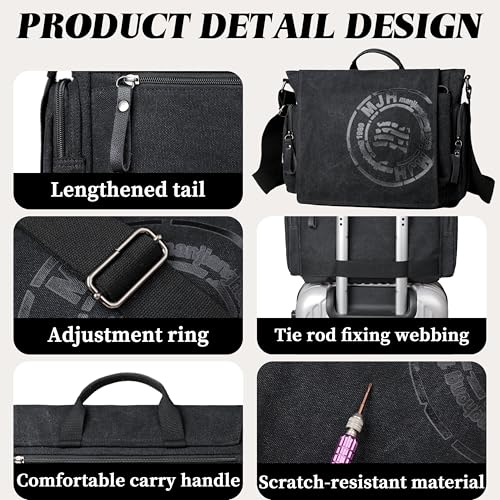FSD.WG Satchel Messenger Bag for Men Canvas,Travel Shoulder bag 13.5" Laptop Bags - color: Black25