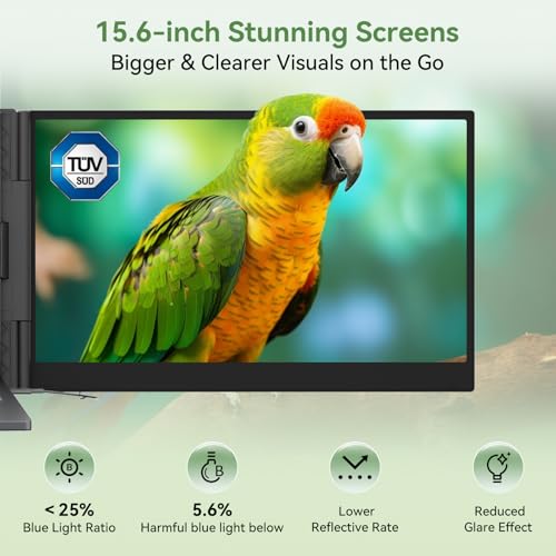 Blackview Laptop Screen Extender, 2.2 lb Ultra-Light, One-Cable Connection, 15.6" Triple Screen Laptop Monitor Extender, TÜV Eye-Care, Business Travel, Mac, Windows, ChromeOS, Switch