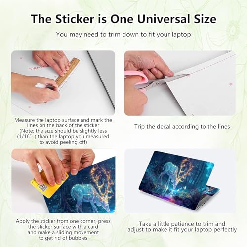 Laptop Skin Sticker Decal, Universal Reusable Vinyl Laptop Cover for 12" 13" 13.3" 14" 15" 15.4" 15.6" Notebook PC, Waterproof Scratch-Resistant with 2 Wrist Pads, Easy to Apply & Remove,Art Elk Deer - color: Art Elk Deer