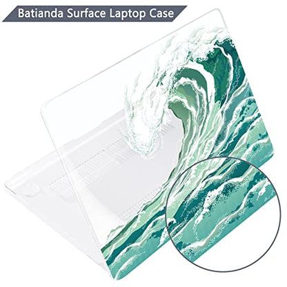 Batianda Case for 12.4" Microsoft Surface Laptop Go 3 2023 Release/Surface Laptop Go 2 (2022), Designed Clear Protective Plastic Hardshell & Keyboard Cover & Screen Protector, Waves - color: Waves