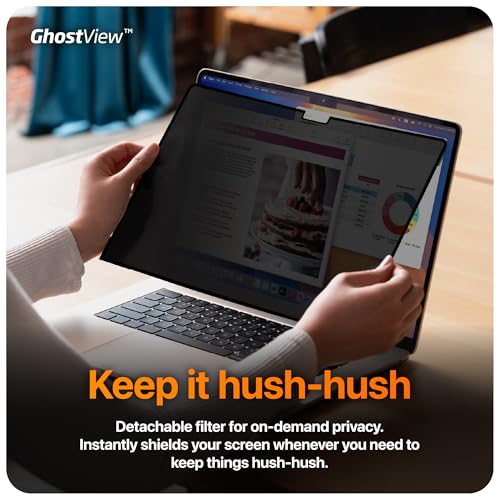 UPPERCASE GhostView Premium Detachable Ultra Thin 2-Way Privacy Screen Protector, Bubble-free Air-ttach Technology, Non-Magnetic, Compatible with 2021+ MacBook Pro 14", M5/M4/M3/M2/M1 Pro/Max - size: MacBook Pro 14" (2021+)