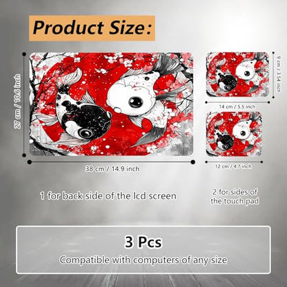 Laptop Skin Sticker for 12.1”-15.6“ Laptops (Fits 13”, 13.3”, 14”, 15”, 15.4”) | Protective Universal Reusable Vinyl Art Decal Cover | Waterproof & Scratch-Resistant-Japanese yin yang koi Fish - color: Japanese yin yang koi fish