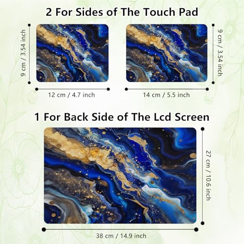 Laptop Skin Sticker Decal, Universal Reusable Vinyl Laptop Cover for 12" 13" 13.3" 14" 15" 15.4" 15.6" Notebook PC, Waterproof Scratch-Resistant with 2 Wrist Pads, Easy to Apply & Remove,Blue Marble - color: Blue Marble