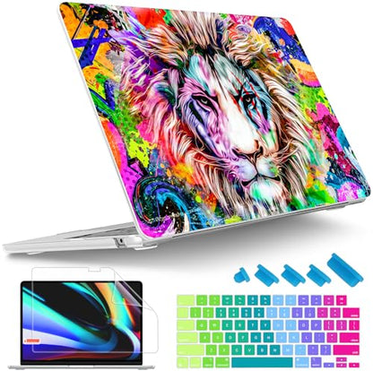 Tuiklol for MacBook Air 13 inch Case M5 2026 M4 2025 M3 2024 M2 2022 Release Model A3449 A3240 A3113 A2681,Plastic Hard Shell Cover for MacBook Air 13.6 with Touch ID, Lion - color: Lion