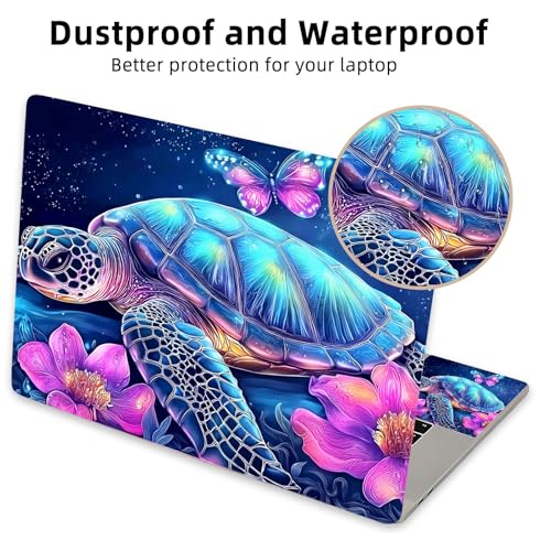 Aesthetic Laptop Skin Cover,12-15.6 Inch Universal Vinyl Sticker Decal,Waterproof Scratch-Resistant Notebook Wrap,Removable Residue-Free Protector,Cosmic Turtle Flowers - color: Cosmic Turtle Flowers