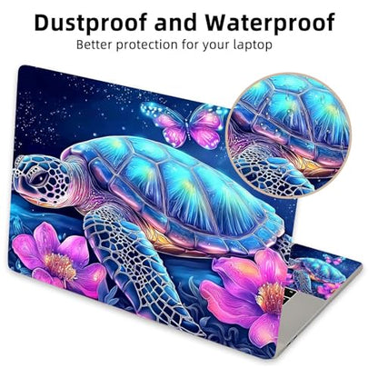 Aesthetic Laptop Skin Cover,12-15.6 Inch Universal Vinyl Sticker Decal,Waterproof Scratch-Resistant Notebook Wrap,Removable Residue-Free Protector,Cosmic Turtle Flowers - color: Cosmic Turtle Flowers