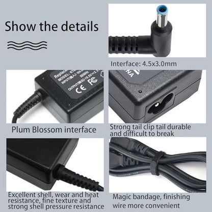 19.5V 2.31A 45W Charger for HP is 13252 60950-1 for HP Pavilion x360 | 742436-001 L25296-001 L25296-002 L25296-003 741727-001 Smart Blue Tip Power Adapter