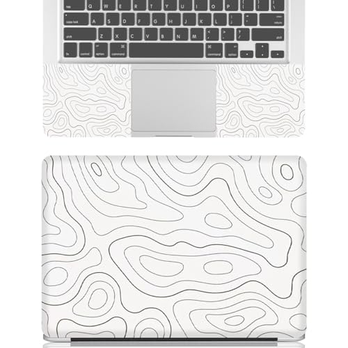 Universal Laptop Skin Sticker,Waterproof Reusable Vinyl Laptop Sticker Cover Art Protector Notebook PC,Cute Cartoon Notebook Stickers Decal,Fits 12 13 13.3 14 15 15.4 15.6 inch-White Line - color: Topographic White