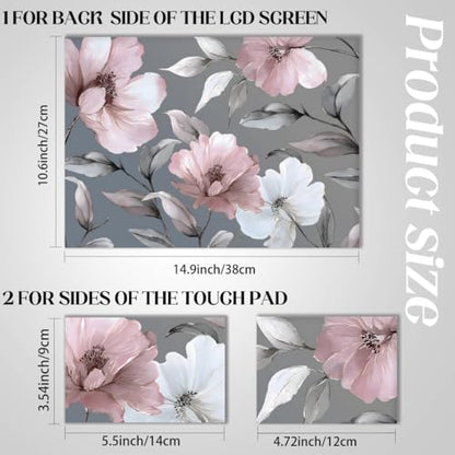 SUPERDANT Laptop Skin Sticker Flower Laptop Decals Personalized Universal Notebook Computer Wrap Vinyl Skin Stickers Cover Art Decal Removable 12-15.6 Inch Waterproof Scratch-Resistant Gifts Gray Pink - color: Gray+Pink