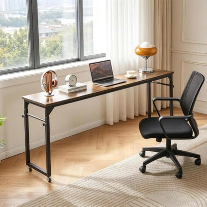 Aibiju Over Bed Desk with Wheels Adjustable Height, King Size Overbed Table, Overbed Laptop Desk, Rolling Table, Office, Rustic Brown YD-BT001H - color: Rustic Brown