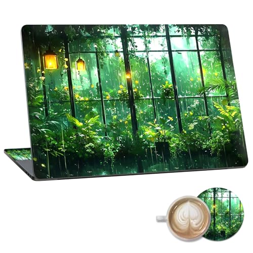 Laptop Skin Sticker Decal 15.6 Inch,12 13 13.3 14 15 15.6 in Laptop Netbook Skins for Notebook,Art Decal Removable Waterproof Scratch Resistant,Universal Vinyl Cover,Green Forest Window - color: Green Forest Window
