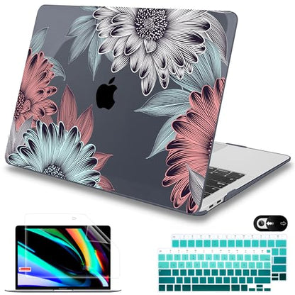 Mektron Case for MacBook Air 13" M1 A2337 A2179 A1932,Blooming Chrysanthemums Hard Cover 2018-2021 Air 13-inch with Touch bar, Designed Protective Shell w/Keyboard Skin Screen Protector Webcam Cover - color: Blooming Chrysanthemums