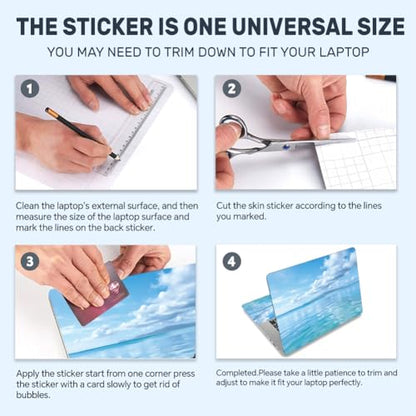 3Pcs Sea Surface Laptop Skin Sticker Blue Sky Universal Removable Vinyl Stickers Fits for 12.1 13 14 15.6 16 Inch Waterproof Notebook Decal Cover Gift
