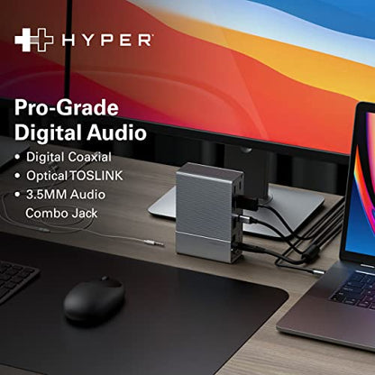 HyperDrive USB-C & Thunderbolt 4 GEN2 14-in-1 Dock for MacBook Pro/Air, iPad, PC - High-Speed Thunderbolt Docking Station - 40Gbps, Gigabit Ethernet, 85W PD - style: 14-in-1