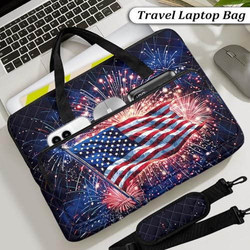 Laptop Sleeve, Laptop Cover with Adjustable Strap Computer Bag Tablet Notebook Sleeves Handbag Messenger Briefcase - color: American Flag Print