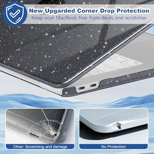 for MacBook Neo 13 inch Case 2026, Ultra-Thin Sparkly Black Star Hard Shell Case with Keyboard Cover & Screen Protector for MacBook Neo 13 A3404, Glitter Black - color: Glitter Black