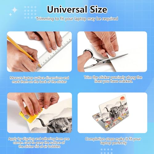 Universal Laptop Skin Sticker Decal for 11.6”12" 13" 13.3" 14" 15" 15.4" 15.6" Reusable Waterproof Scratch-Scratch Resistant Protective Vinyl Laptop Notebook Skin Stickers - Cow Flowers - color: Cow Flowers