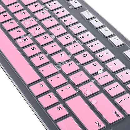Keyboard Cover for Dell KB216 Wired Keyboard & Dell KM636 Wireless/Dell Optiplex 5250 3050 3240 5460 7450 7050/Dell Inspiron AIO 3475/3670/3477 All-in one Desktop Keyboard Protective Skin, Ombre Pink - color: Ombre Pink